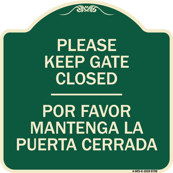 Designer Series-Please Keep Gate Closed Por Favor Mantenga La Puerta Cerrada, 18" x 18", G-1818-9790